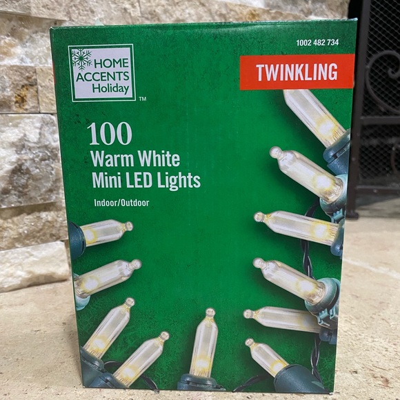 Home Accents Holiday 100 Twinkling Warm White Mini LED Lights Steady Lit - Picture 1 of 3